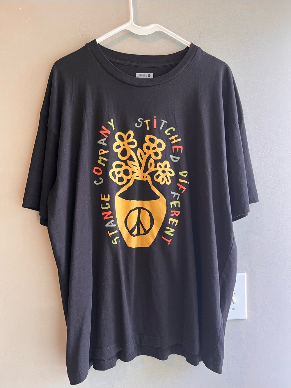 Stance Black Crew T-Shirt with Multicolor Print XL